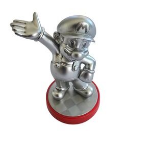 Nintendo‎ Amiibo Mario Silver Figure NVL 001 Collectible Toy Display